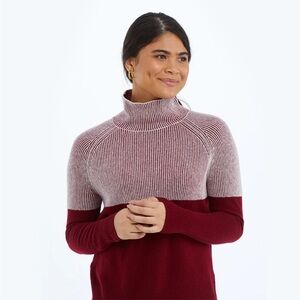 Summersalt Luxe Cashmere Blend Two-Tone Sweater in Pinot